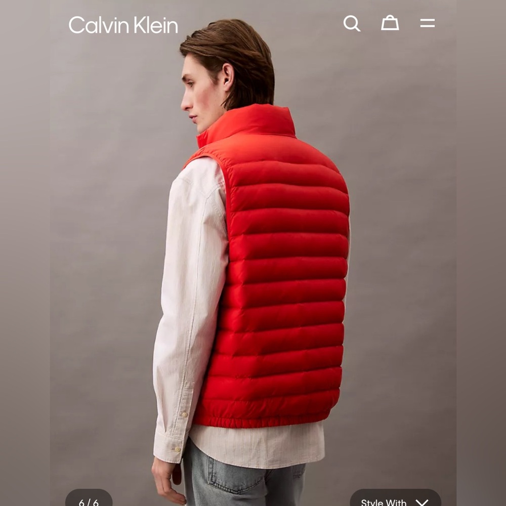 Calvin Klein Jeans Bold Orange Vest Size L EUC Outdoor Hiking Camping - Picture 6 of 11